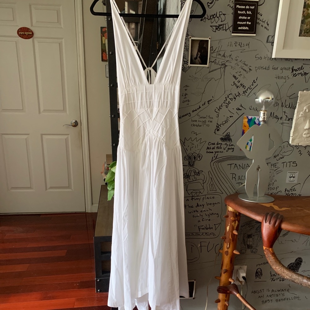 Free People White Midi Halter Dress Summer Queen - Picture 5 of 9
